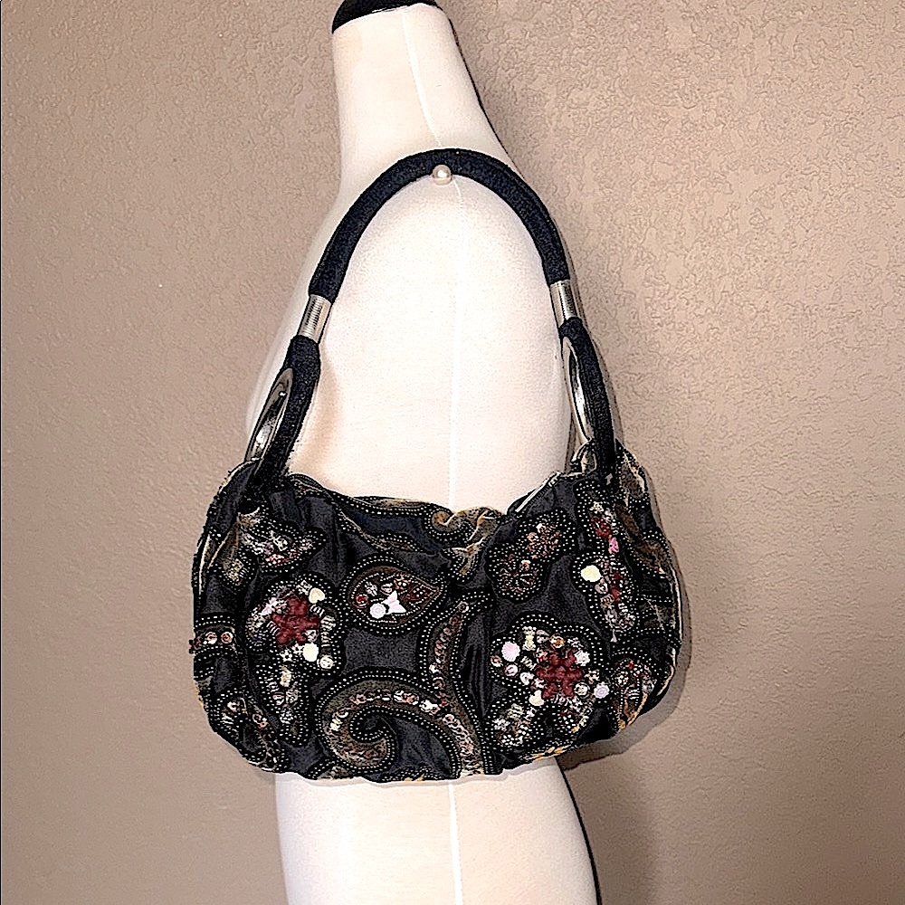 Embellished Black and Gold Women's Bag